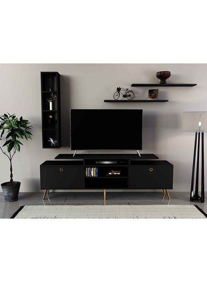 ستايلش هوم مكتبة و طاولة تلفزيون لون أسود - TV04 - Image 2