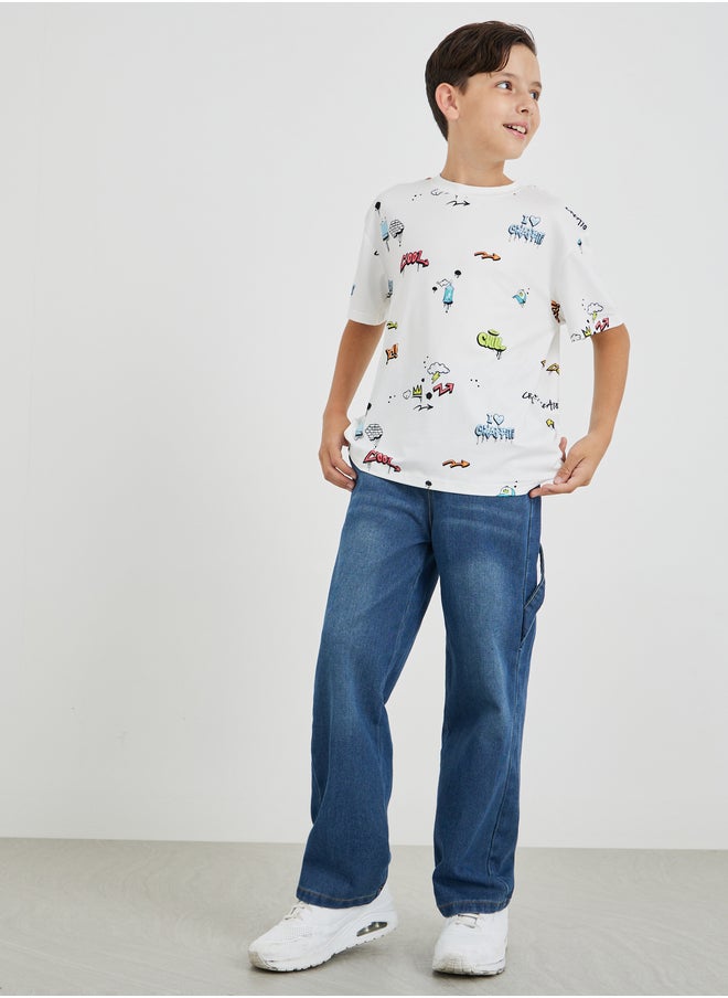 Styli Graphic Print Round Neck T-Shirt  - Image 2