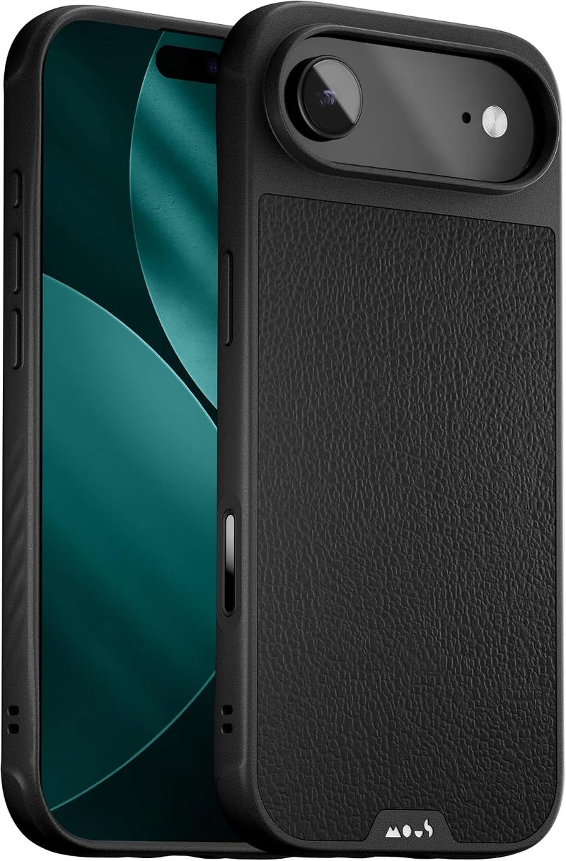 Mous for iPhone Air Case, Compatible with MagSafe - Limitless - Protective Black Leather Cover for iPhone Air - Shockproof, Full Camera Protection, Anti-Scratch Back, Black - Image 1
