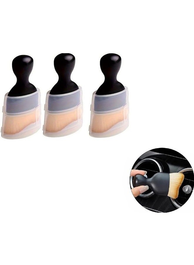 فرشاة تنظيف داخلية للسيارة 3 قطع مع غطاء فرش تنظيف السيارة فرشاة إزالة الشعر الناعم للداخلية فرشاة تنظيف السيارة - Image 1