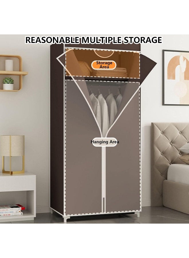 MOMENT Portable Wardrobe Shelves With Hanging Rail, Shelves, Fabric Cover, Clothes Closet Storage Organizer Assorted Color 150X55X45Cm  - Image 3