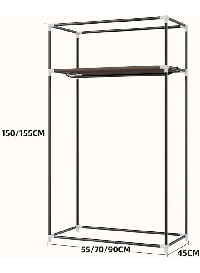 MOMENT Portable Wardrobe Shelves With Hanging Rail, Shelves, Fabric Cover, Clothes Closet Storage Organizer Assorted Color 150X55X45Cm  - Image 5