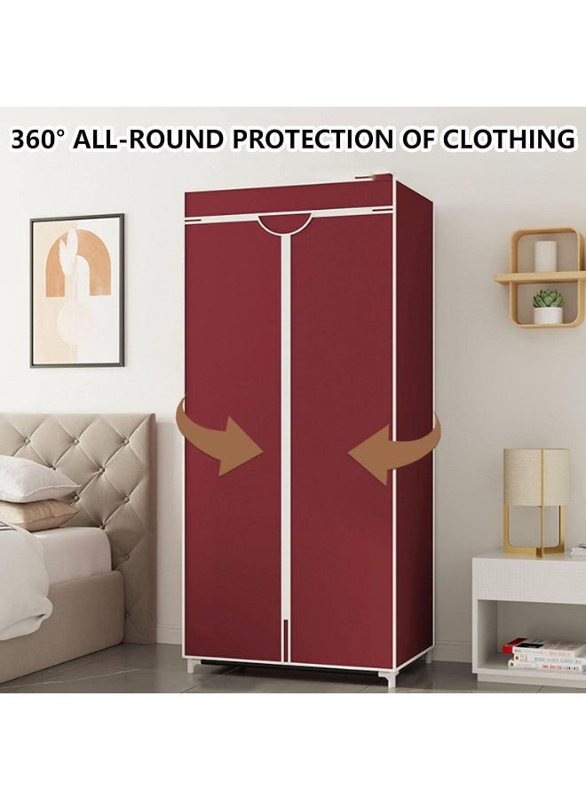 MOMENT Portable Wardrobe Shelves With Hanging Rail, Shelves, Fabric Cover, Clothes Closet Storage Organizer Assorted Color 150X55X45Cm  - Image 4