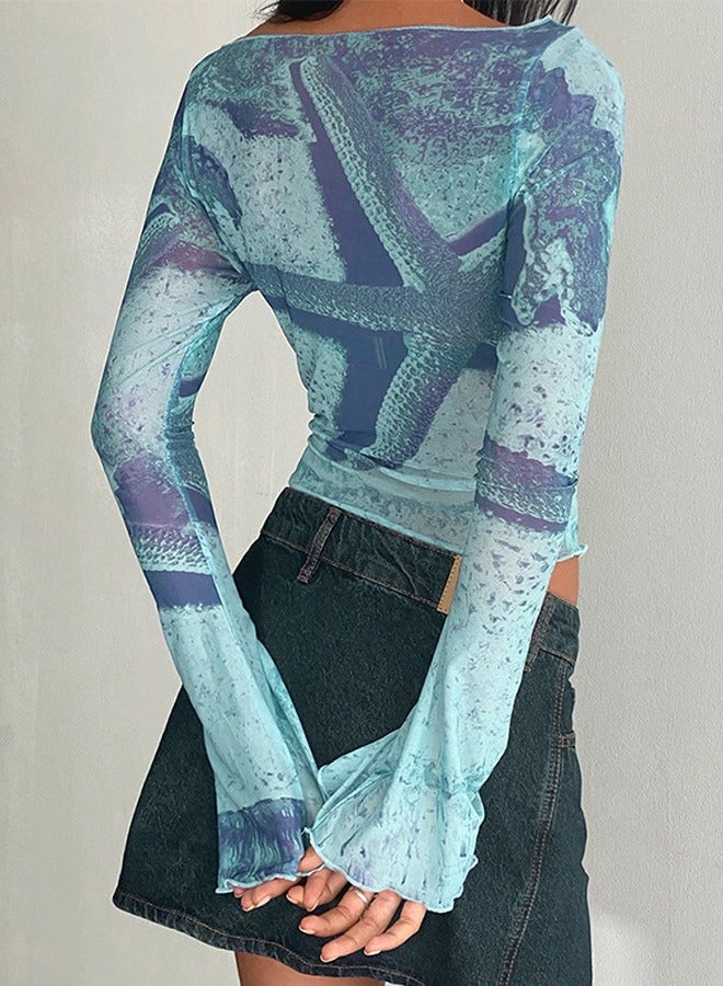 NIBEMINENT Casual Round Neck Top Blue - Image 4