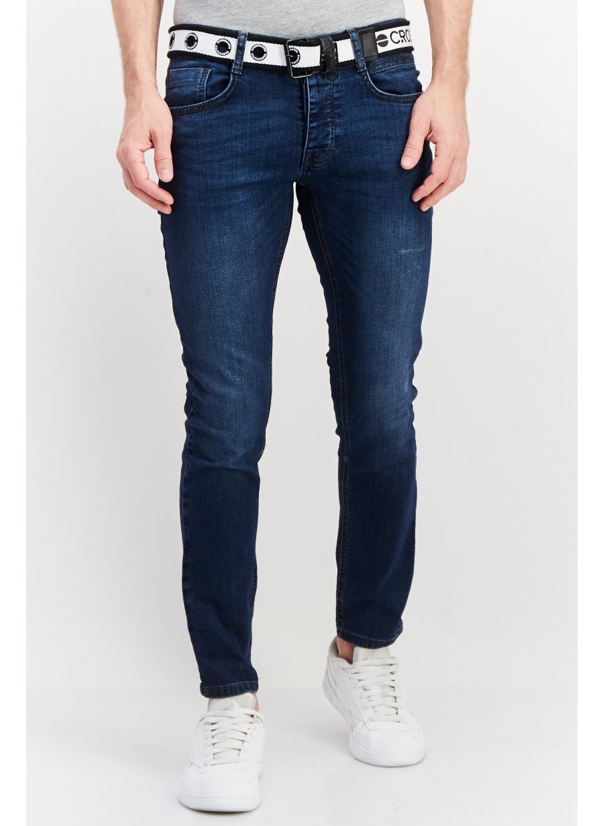 CROSSHATCH Men Regular Fit Solid Stretchable Denim Jeans, Blue  - Image 1