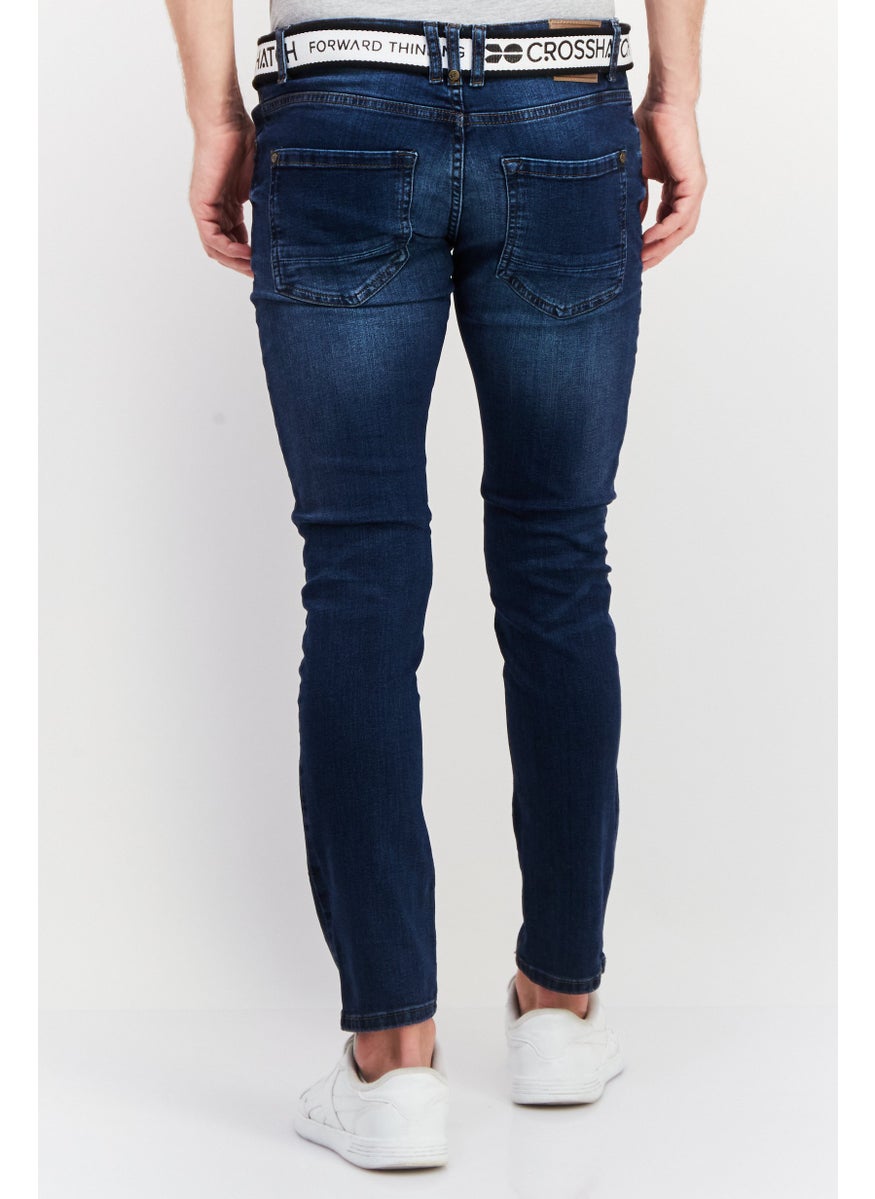 CROSSHATCH Men Regular Fit Solid Stretchable Denim Jeans, Blue  - Image 3