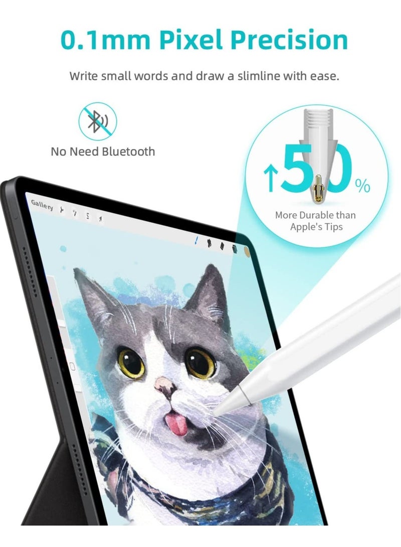 ELTRAZONE Upgraded Stylus Pen, iPad Pencil, Ultra High Precision & Sensitivity, Palm Rejection, Prevents False ON/Off Touch, Power Display, Tilt Sensitivity, Magnetic Adsorption for iPad - Image 2