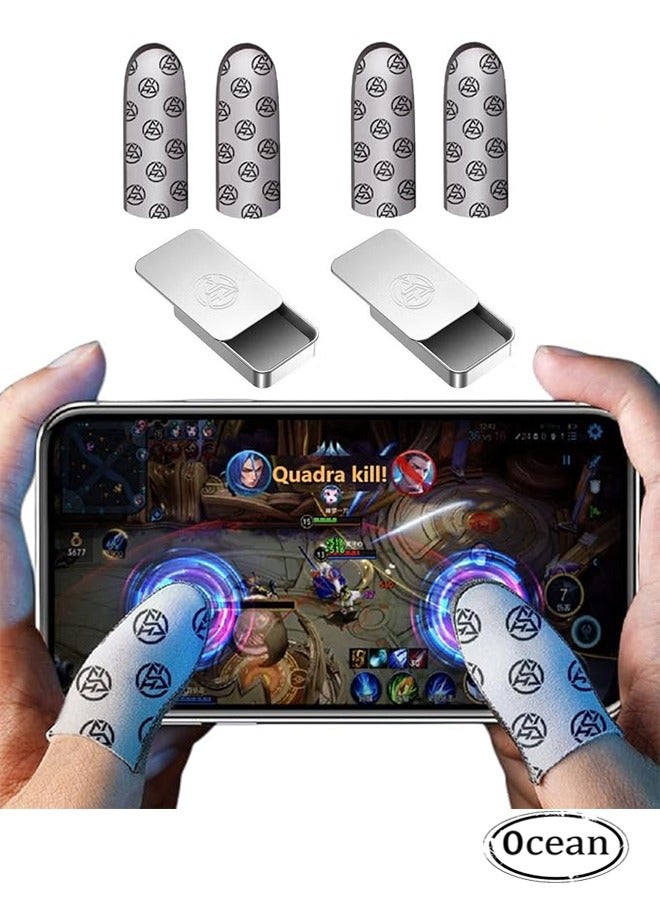 Ocean 2-Pairs Finger Sleeves for Mobile/Tablet, Sensitive Handling, Breathable Sweat Proof Ultra-Thin Gamer Touchscreen Thumb Gloves, Professional PUBG Game Finger Covers (with Storage Box)  - Image 1
