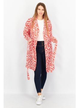 Women Allover Print Belted Long Sleeve Jacket, Red - pzsku/ZBEF9D8407098B0223A2EZ/45/_/1737641899/55987dd7-28a2-4684-a4be-b247064b82b1