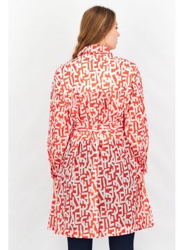 Women Allover Print Belted Long Sleeve Jacket, Red - pzsku/ZBEF9D8407098B0223A2EZ/45/_/1737641905/9bc36d3f-2083-4cc5-91a6-36df58ce1816