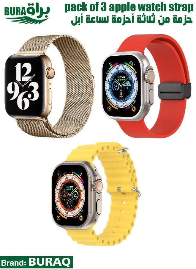 BURAQ - Apple Watch Band Strap For Apple Watch Ultra 2/Ultra 49mm, Series 10 46mm, 9/8/7 45mm, SE2/SE/6/5/4 44mm, 3/2/1 42mm - Image 1