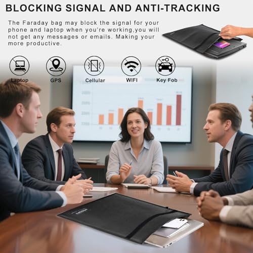 Hodufy Faraday Bag (15 x 10 inches), Faraday Cage, Cell Phone Signal Jammer, Faraday Key Fob Protector, RFID Faraday Pouch Signal Blocker Anti-Theft Pouch, Anti-Hacking Case Blocker (Black) - Image 4