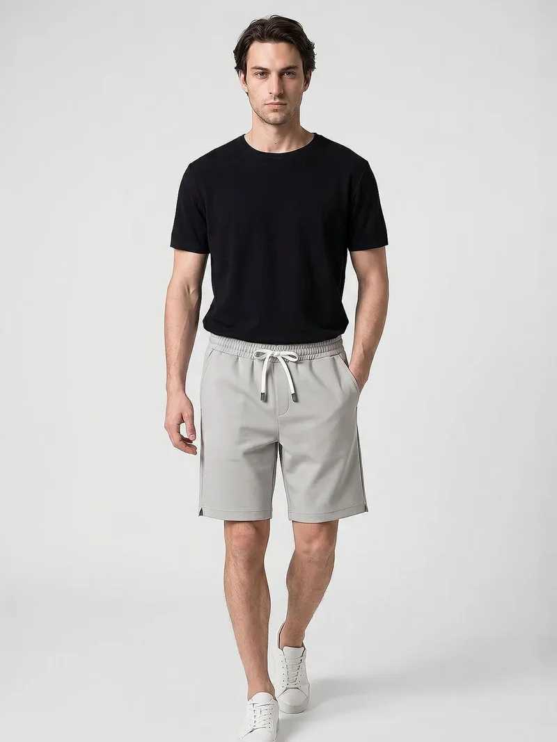 Tommylife Charcoal Grey TOMMY Men's Polyester-Elastane Shorts for Men | Best Price UAE