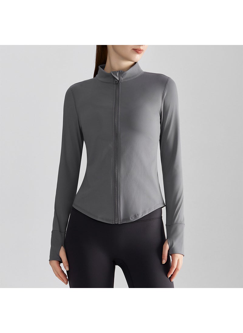 Generic Womens Slim Fit Windproof Zip-Up Autumn Sportswear Jacket Wt-053 sea cloud gray 