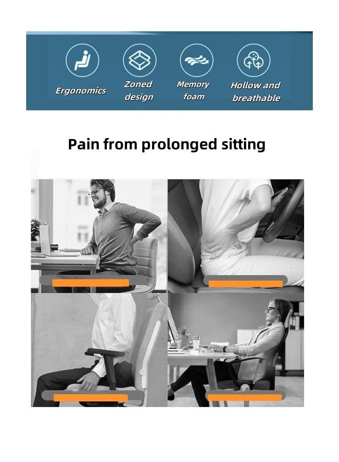 ريليو وسادة مقعد وسائد قابلة للتنفس من إسفنج ميموري فوم للجلوس لفترة طويلة للكرسي المتحرك وسائد كرسي ناعمة وسادة للمكتب وكراسي المنزل ومقاعد السيارة والرحلات الطويلة وسادة لتخفيف آلام عرق النسا وعظم الذنب (رمادي غامق) - Image 5