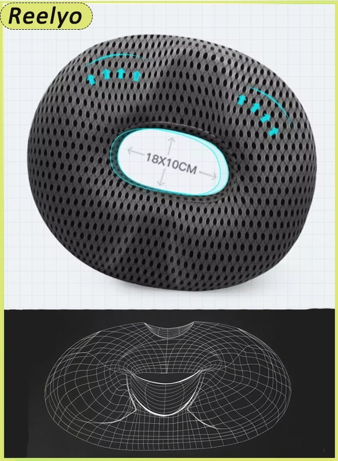 ريليو وسادة مقعد وسائد قابلة للتنفس من إسفنج ميموري فوم للجلوس لفترة طويلة للكرسي المتحرك وسائد كرسي ناعمة وسادة للمكتب وكراسي المنزل ومقاعد السيارة والرحلات الطويلة وسادة لتخفيف آلام عرق النسا وعظم الذنب (رمادي غامق) - Image 2