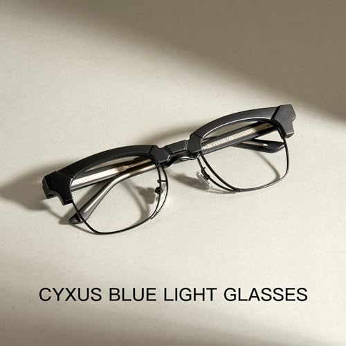 Cyxus Browline Frame Glasses Blue Light Glasses for Men Women UV Protection Lightweight Computer Glasses for Screen（8557T02 Matte Black） - Image 3