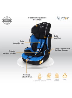 Nurtur Ragnar BabyKids 3in1 Car Seat Booster Seat Adjustable Headrest Extra Protection 5Point Safety Harness 9 months to 12 years Upto 36kg Official Product  - Image 2