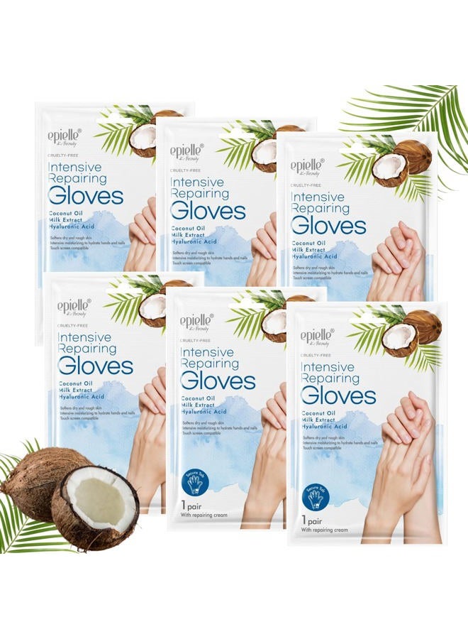 Epielle AONELAS Intensive Repairing Gloves for Dry and Cracked Hands - 6 Pack | Coconut Oil, Milk Extract, Hyaluronic Acid | Beauty and Skincare Gifts - Image 1