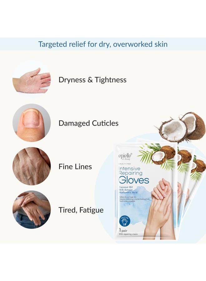 Epielle AONELAS Intensive Repairing Gloves for Dry and Cracked Hands - 6 Pack | Coconut Oil, Milk Extract, Hyaluronic Acid | Beauty and Skincare Gifts - Image 4
