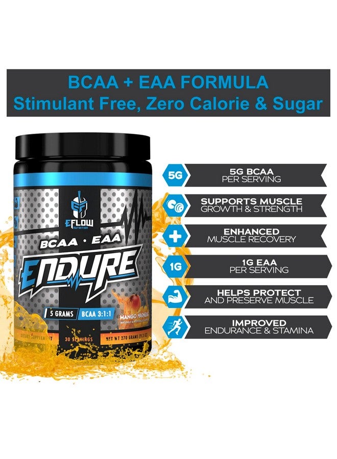 eFlow Nutrition Endure BCAA Plus EAA - Essential Amino Acids Electrolyte Powder Intra Workout - Improve Energy, Recovery and Performance - Mango Madness (30 Servings) - Image 4