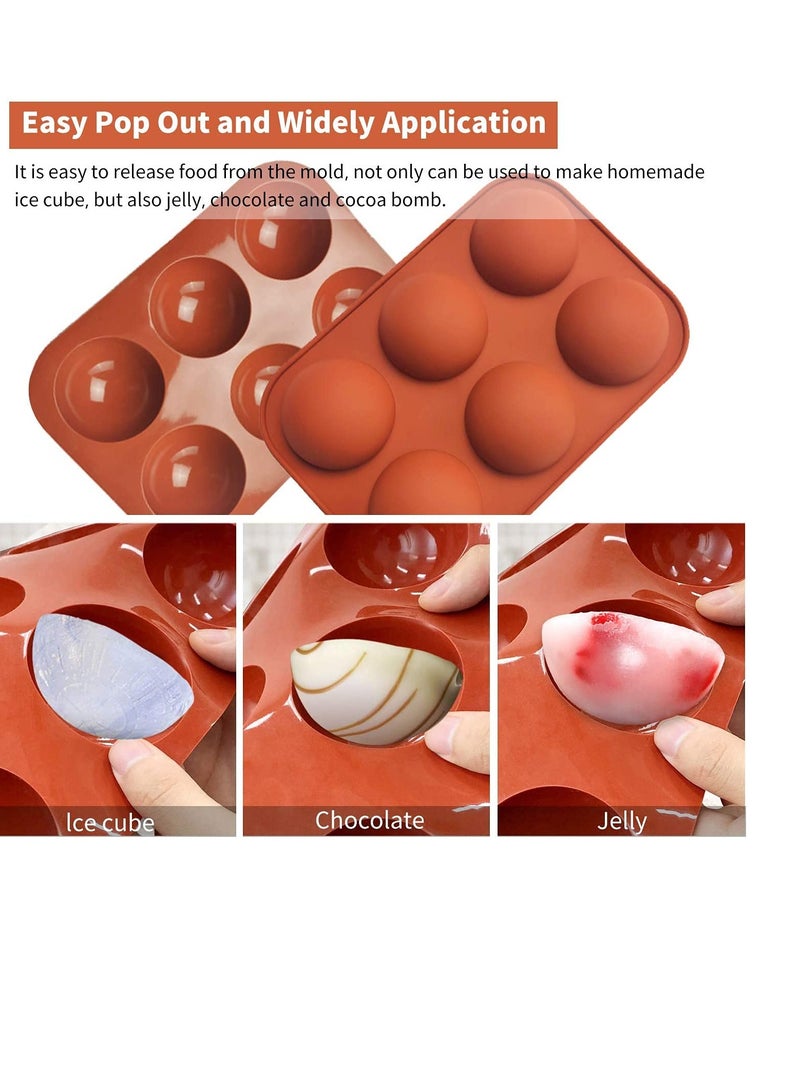 KASTWAVE Silicone Molds, 6 Holes Semi Sphere Chocolate Molds, 4 Pack Silicone Baking Mold for Making Hot Chocolate Bombs, Cake, Jelly (Comes with 2 Droppers) - Image 2
