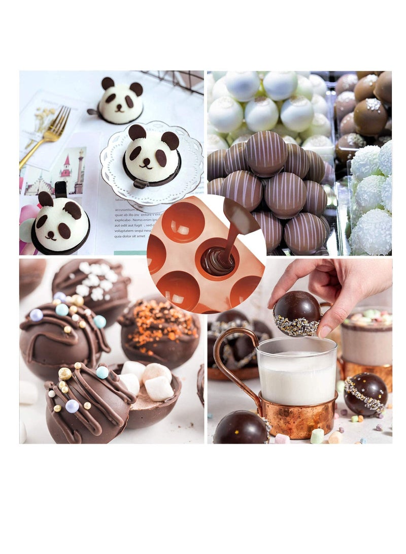 KASTWAVE Silicone Molds, 6 Holes Semi Sphere Chocolate Molds, 4 Pack Silicone Baking Mold for Making Hot Chocolate Bombs, Cake, Jelly (Comes with 2 Droppers) - Image 4