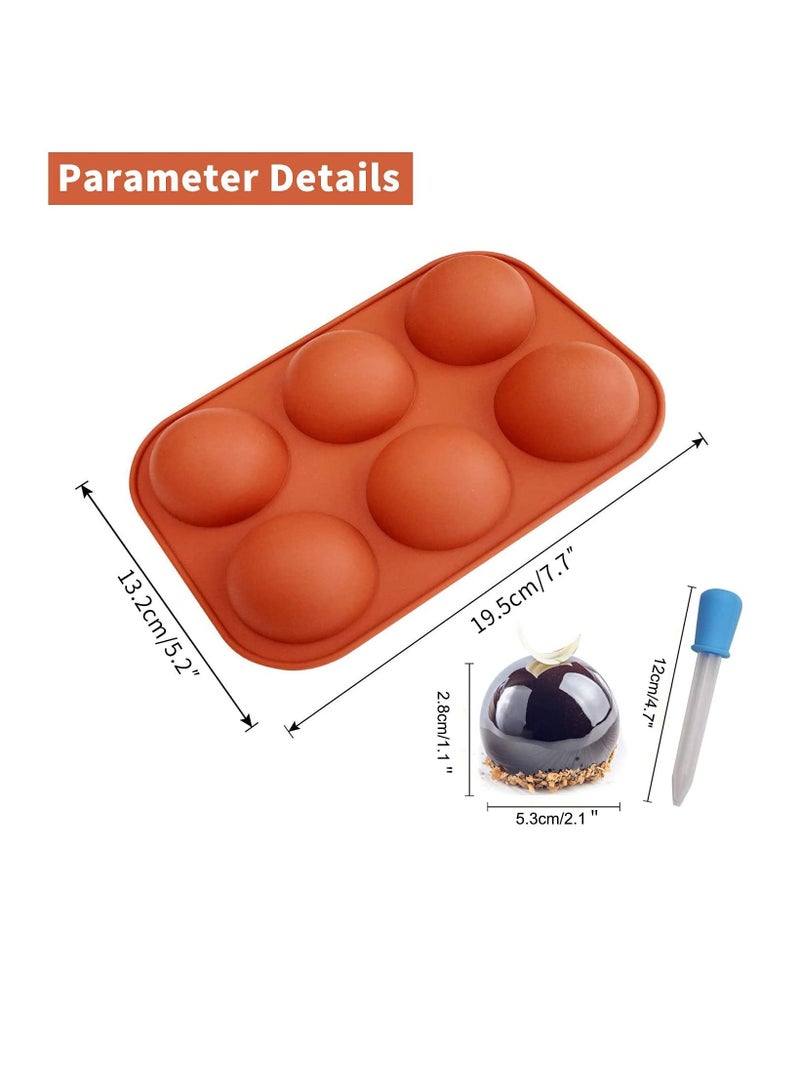 KASTWAVE Silicone Molds, 6 Holes Semi Sphere Chocolate Molds, 4 Pack Silicone Baking Mold for Making Hot Chocolate Bombs, Cake, Jelly (Comes with 2 Droppers) - Image 5