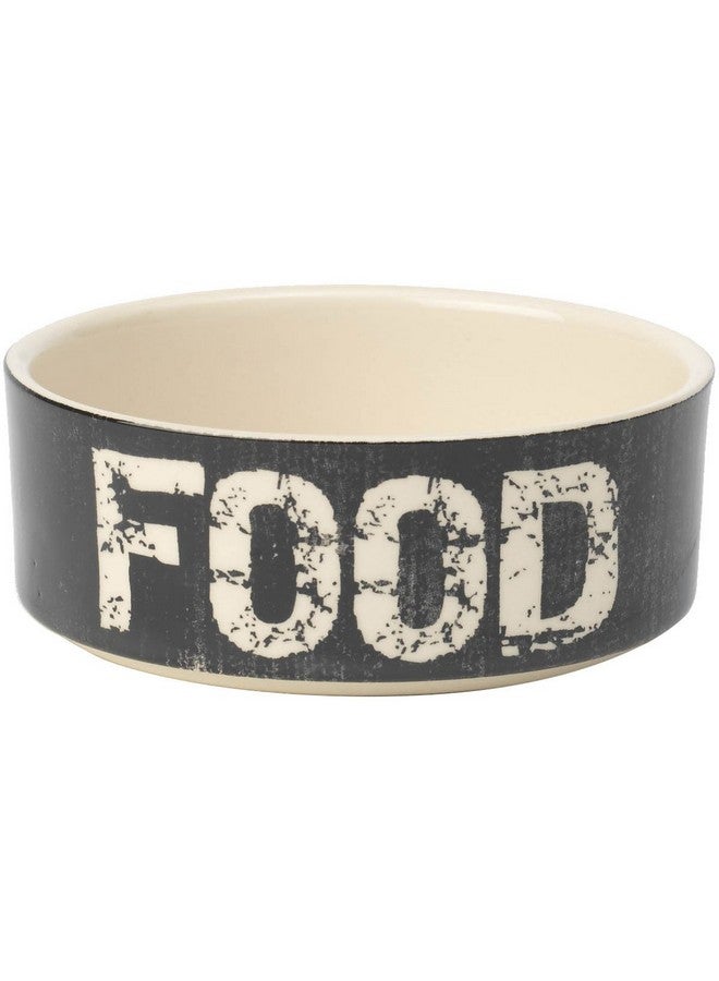 PetRageous 10000 Vintage Stoneware Dog Food Bowl With 2Cup Capacity 5Inch Diameter By 2Inch Tall Great For Small And Medium Sized Dogs And Cats, Grey - Image 1