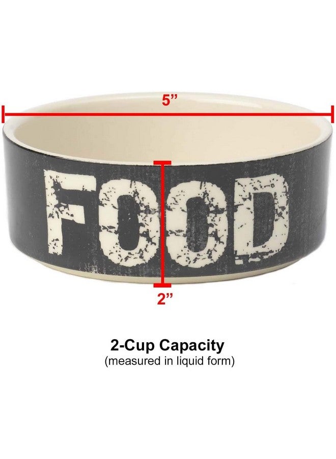 PetRageous 10000 Vintage Stoneware Dog Food Bowl With 2Cup Capacity 5Inch Diameter By 2Inch Tall Great For Small And Medium Sized Dogs And Cats, Grey - Image 2