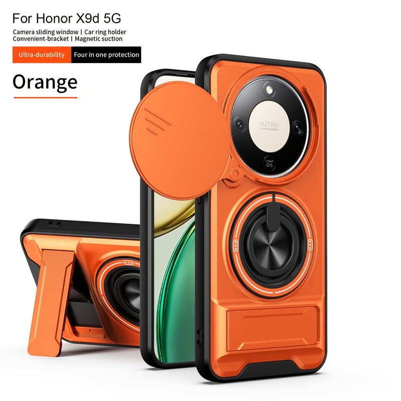 Orange Slide Phone Case for Honor X9D / Magic 8 Lite with 360° Rotating Stand, Wireless Charging & Magsafe Compatibility - Image 1