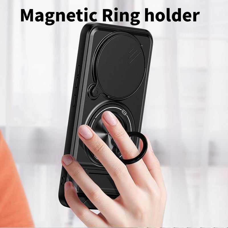 Orange Slide Phone Case for Honor X9D / Magic 8 Lite with 360° Rotating Stand, Wireless Charging & Magsafe Compatibility - Image 4