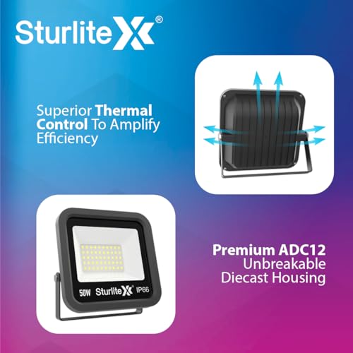 Sturlite Toddo 50 W LED Flood Light| Cool White 6500K Color Temperature LED Lamp| IP66 Waterproof Surge Protection Focus Light for Factory, Garage, Parking, Garden, Playground & Shop - (Pack of 4) - Image 4