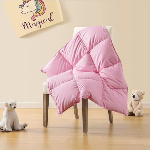 ZPECC Toddler Goose Down Comforter, 41x48 Hypoallergenic Baby Duvet Insert, Soft Lightweight All Season Quilt Blanket for Crib Daycare Stroller Pink - Image 5
