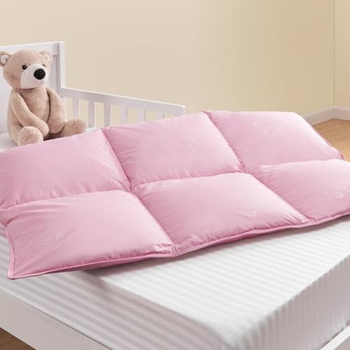 ZPECC Toddler Goose Down Comforter, 41x48 Hypoallergenic Baby Duvet Insert, Soft Lightweight All Season Quilt Blanket for Crib Daycare Stroller Pink - Image 3