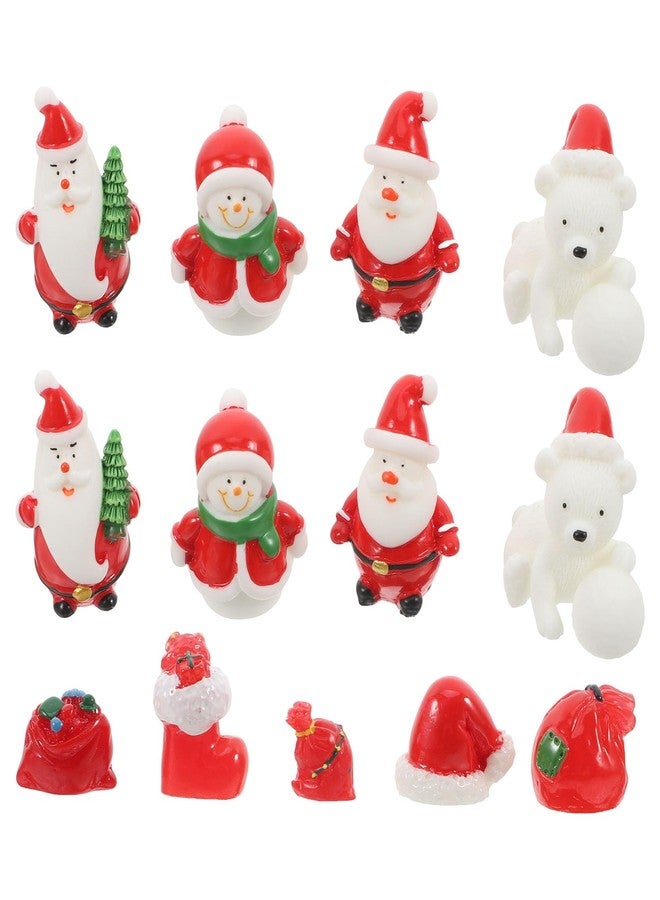 أموسفون مجموعة Amosfun من 18 قطعة من زينة عيد الميلاد المصغرة، تمثال صغير على شكل رجل ثلج سانتا، إكسسوارات حديقة الجنيات في عيد الميلاد، هدايا حفلات العطلات الشتوية، قطع مركزية (بتصميم عشوائي) - Image 1