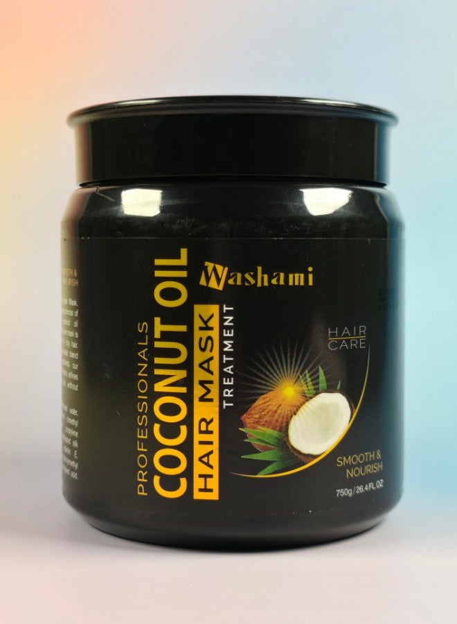 واشامي قناع الشعر الاحترافي بزيت جوز الهند – ترطيب عميق، علاج فروة الرأس وتحفيز نمو الشعر – 750 مل - Image 1