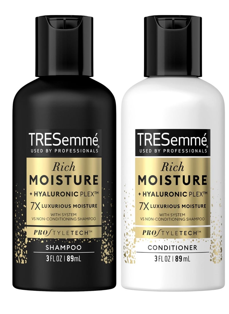 TRESemmé TRESemme Shampoo & Conditioner, Sulfate-Free, Travel Size - Moisture Rich Hair Treatment for Dry, Damaged Hair, Mini Shampoo & Conditioner for Hair Repair, Scented, 3 Oz Ea (2 Piece Set)  - Image 1