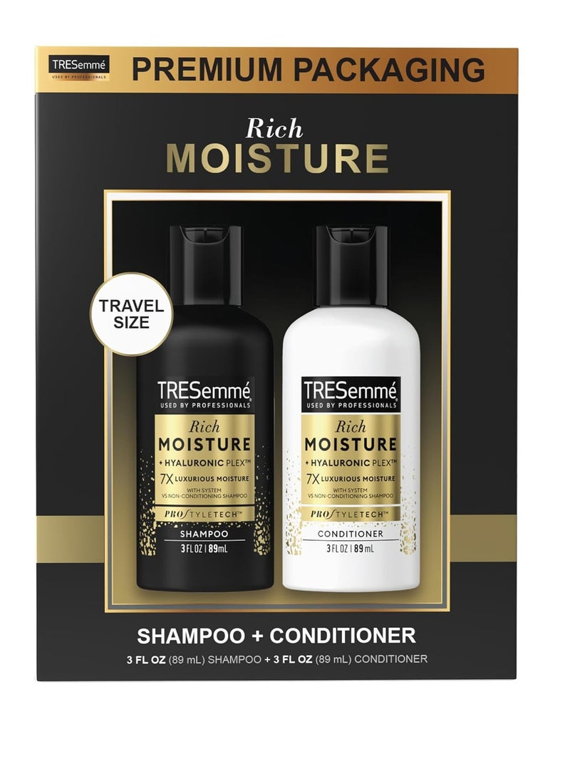 TRESemmé TRESemme Shampoo & Conditioner, Sulfate-Free, Travel Size - Moisture Rich Hair Treatment for Dry, Damaged Hair, Mini Shampoo & Conditioner for Hair Repair, Scented, 3 Oz Ea (2 Piece Set)  - Image 4