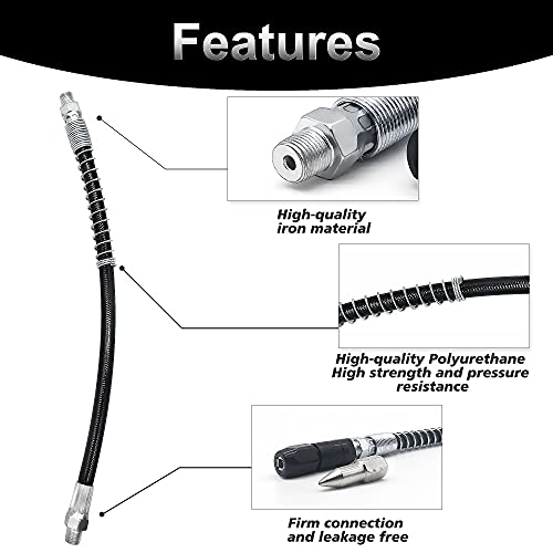 Neasyth 20in Grease Gun Hose, 6Pcs Grease Gun Accessories Kit Includes 2pcs Flex Grease Hose Extension, 2pcs 4-Jaw Standard Grease Couplers and 2pcs Sharp Nozzles (1/8" NPT)… - Image 5