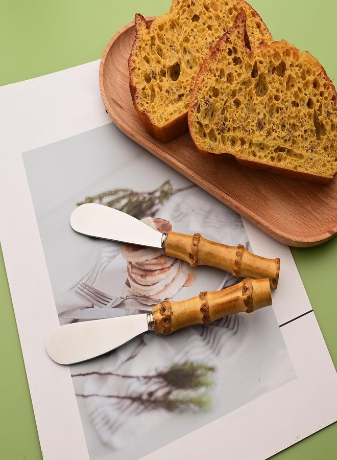 Uniturcky 24 Pcs Cheese Spreader Knives, Stainless Steel Butter Spreader with Bamboo Handle, Kitchen Use Butter Knives Set, For Sandwich Cream Jam Bread Cake Condiment, 6.3 inch - Image 4