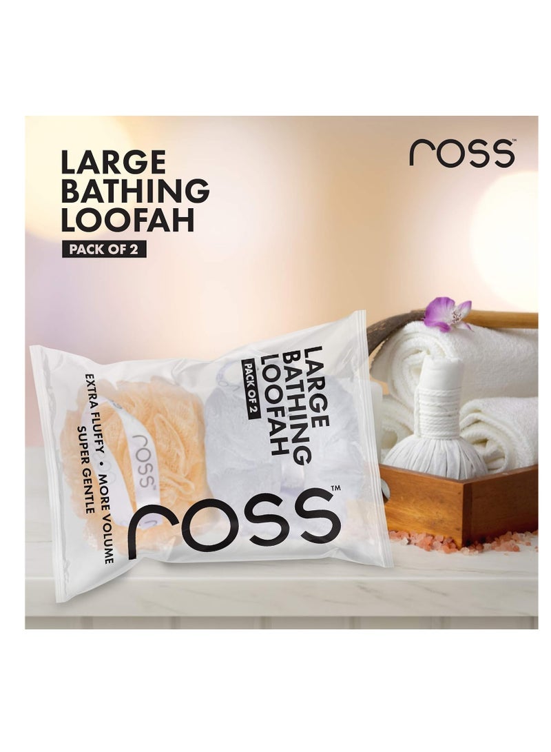 ross Large Bath Loofah Sponge Scrubber Exfoliator for High Lather Cleansing (White and Gold) - Image 4