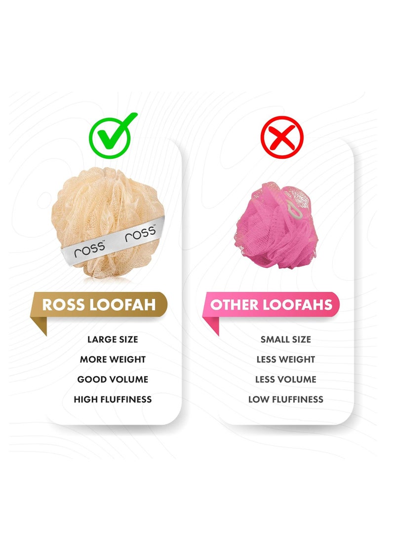 ross Large Bath Loofah Sponge Scrubber Exfoliator for High Lather Cleansing (White and Gold) - Image 2