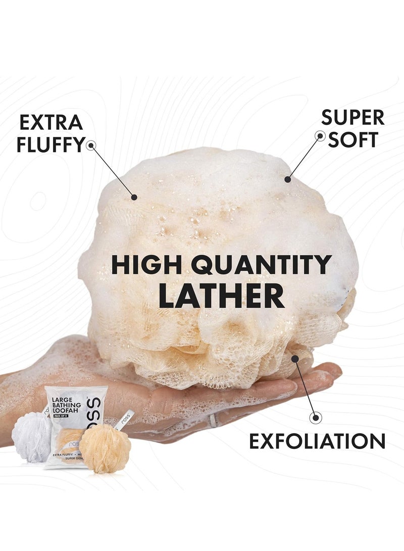 ross Large Bath Loofah Sponge Scrubber Exfoliator for High Lather Cleansing (White and Gold) - Image 3