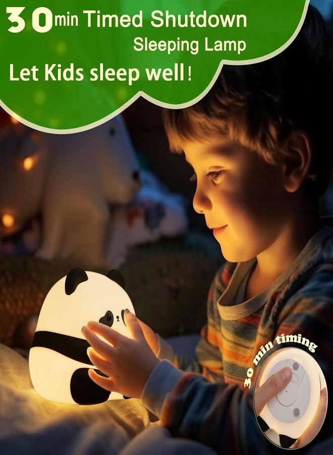 Kiditos Silicone Sitting Panda Night Lamp Rechargeable Cute Lamp with 7 Colors Mode Night Lights for Bedroom Nursery and Study Desk Decorative (Panda) - Image 3