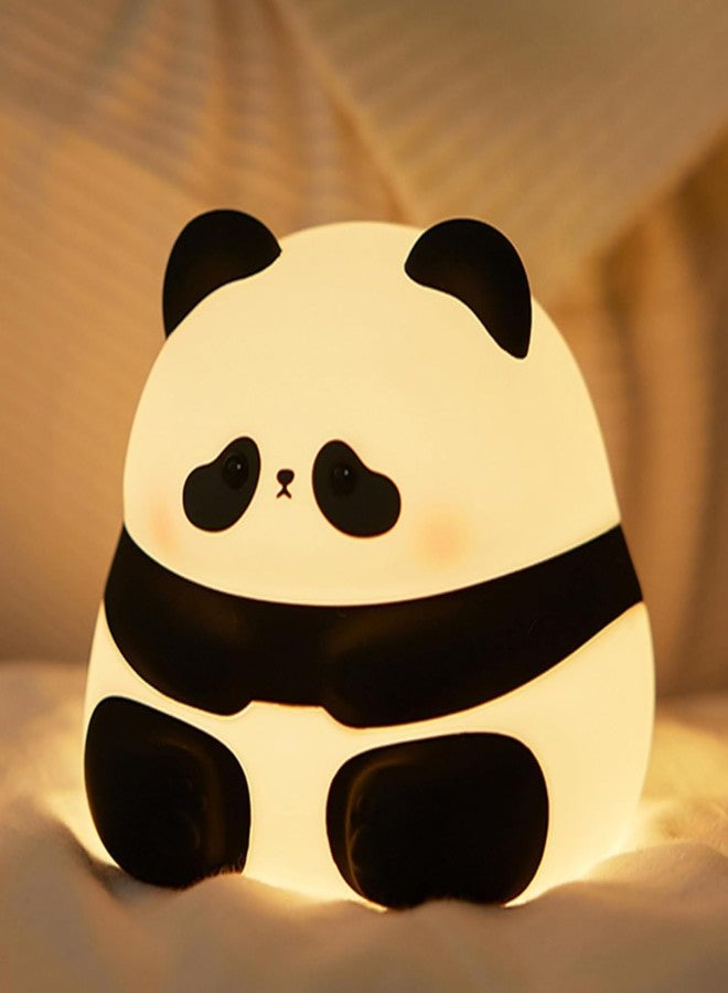 Kiditos Silicone Sitting Panda Night Lamp Rechargeable Cute Lamp with 7 Colors Mode Night Lights for Bedroom Nursery and Study Desk Decorative (Panda) - Image 1