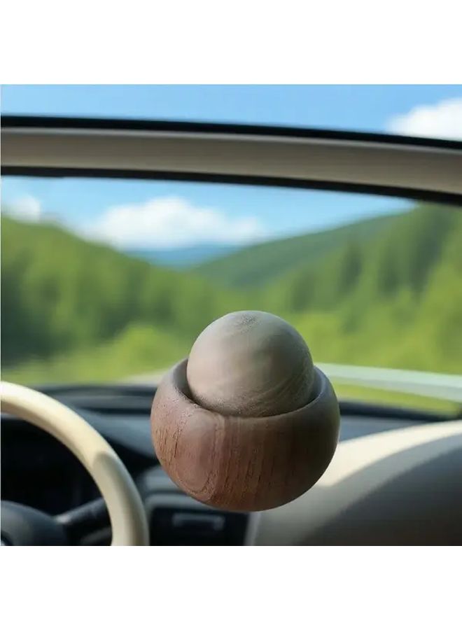 Walnut Solid Wood Car Air Freshener Diffuser Egg Shaped No Battery Needed - Image 1