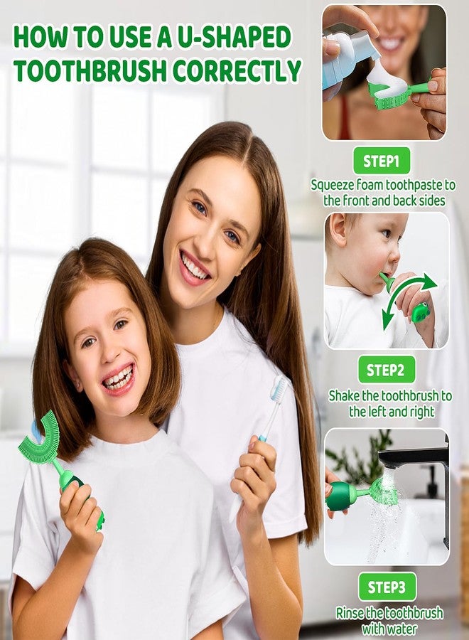 ZMRZ U-Shaped Toothbrush for Kids Ages 2-7, Soft Food-Grade Silicone for Sensitive Gums, 360° Teeth Cleaning Design, Training & Travel-Friendly Toddlers' Toothbrush (Green) - Image 5