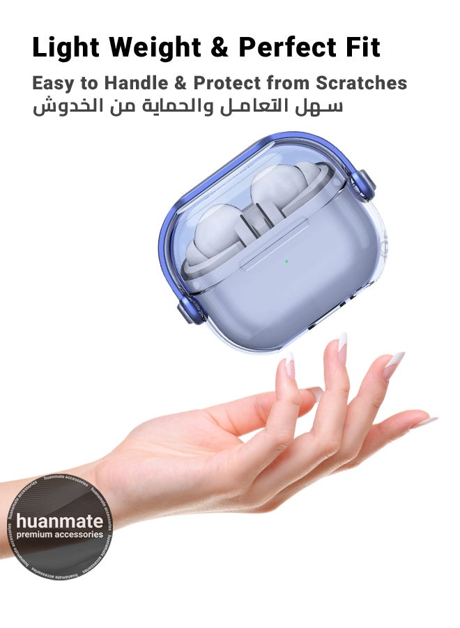 huanmate Samsung Galaxy Buds 3 Pro Premium Protection Case Cover - Transparent Blue - Lightweight, Stylish Design, Accurate Cut-outs - Easy to Install & Remove - Durable Shield for Your Samsung Galaxy Buds 3 Pro - Image 3