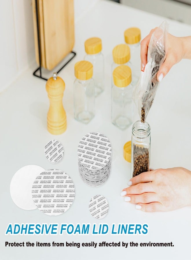 PATIKIL 20/24/28/30/38mm/0.79/0.95/1.1/1.18/1.5" Foam Lid Liner, 250pcs Adhesive Round PS Pressure Sensitive Seals for Plastic Glass Jar Bottle Cap Canning Vials Seals Black Text, White - Image 5